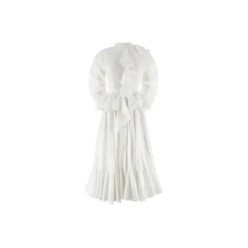 Alexander McQueen Белые Женские Длинные Платья с Длинными Рукавами