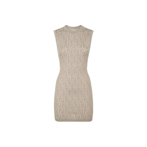 FENDI FW22 Без рукавов Платье Женское Бежевый