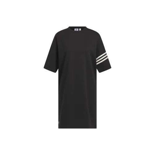 Adidas Originals Короткий рукав Платье Женское Черное