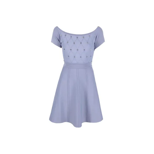 Elisabetta Franchi Blue Женские Короткие Платья с Рукавами