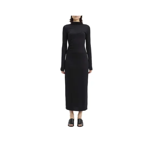 CK Calvin Klein Длинное платье с длинными рукавами женское черное