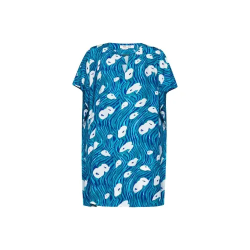 Diane von Furstenberg Короткое платье с короткими рукавами женское синее