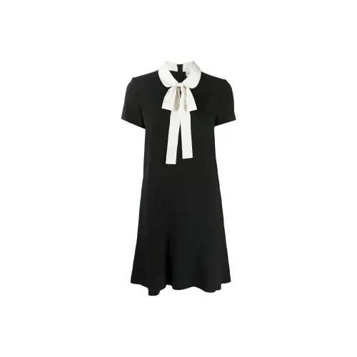 RED VALENTINO Черное Женское Короткое Платье с Рукавами