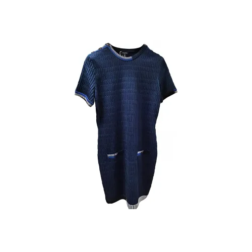 CHANEL Blue Женские Короткие Платья с Рукавами