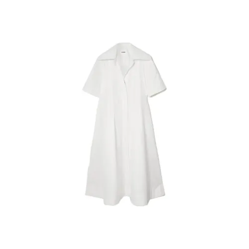 JIL SANDER Белое Женское Короткое Платье с Рукавами