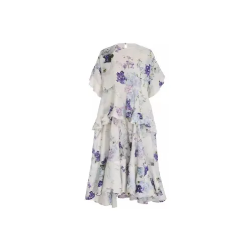 Zimmermann Короткое платье с короткими рукавами женское серое