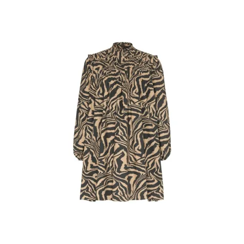 GANNI Коричневый Женские Длинные Платья с Рукавами