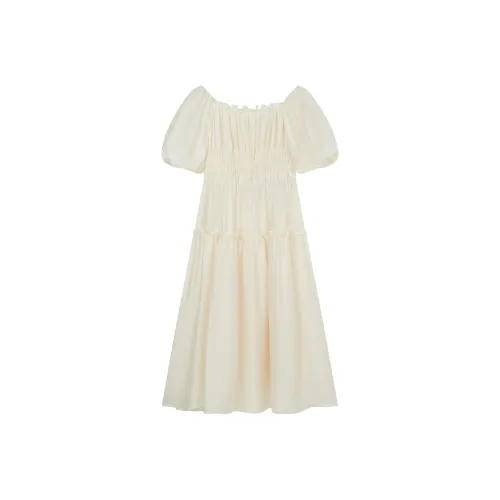 Teenie Weenie Сливочный Женские Короткие Платья с Рукавами