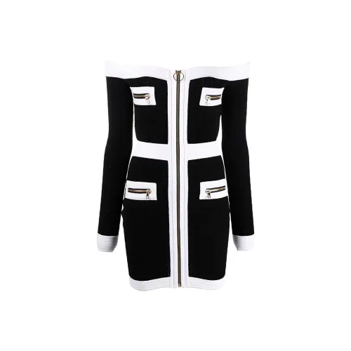 BALMAIN Многоцветные Женские Длинные Платья с Рукавами