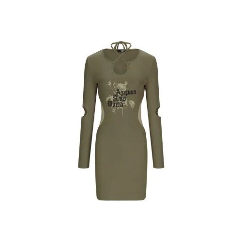 AZEPAM Платье в один шаг Армейский зеленый