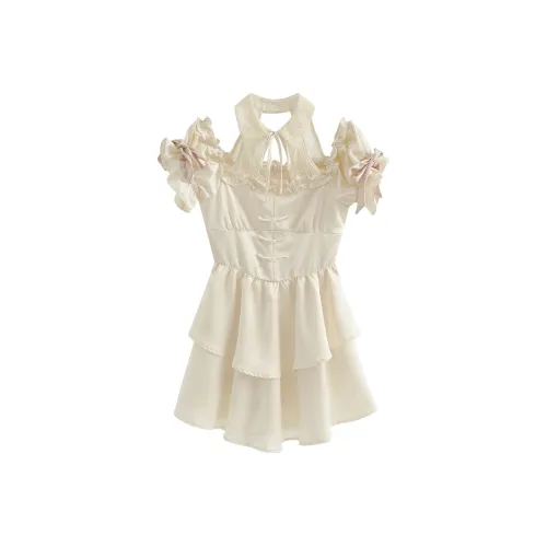 CREAMY SWEET SS22 Платье с воротником-халтер Абрикос