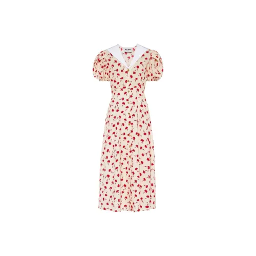 MIU MIU Red Женские Короткие Платья с Рукавами