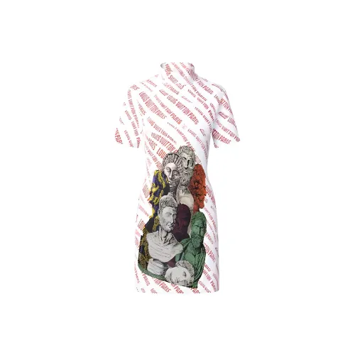 LOUIS VUITTON Короткое платье с короткими рукавами женское белое