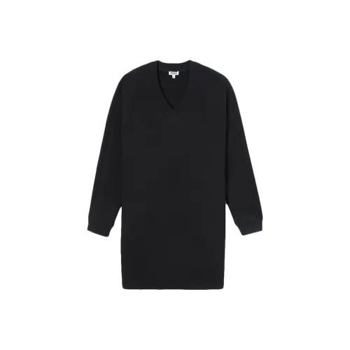 KENZO Черное Женское Длинное Платье с Рукавами