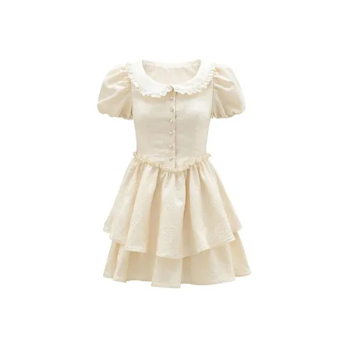 TASTILY Короткое платье с короткими рукавами женское желтое