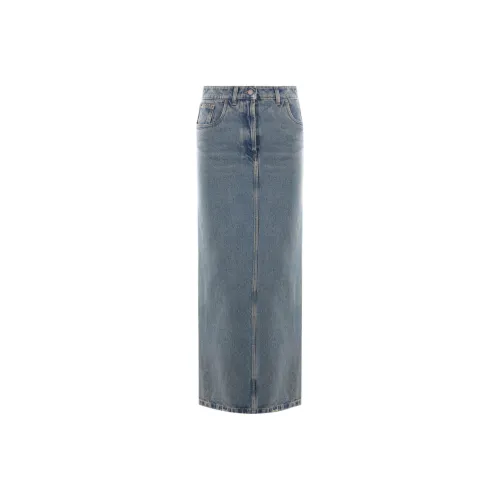 PRADA Denim Long Skirt Women's Blue