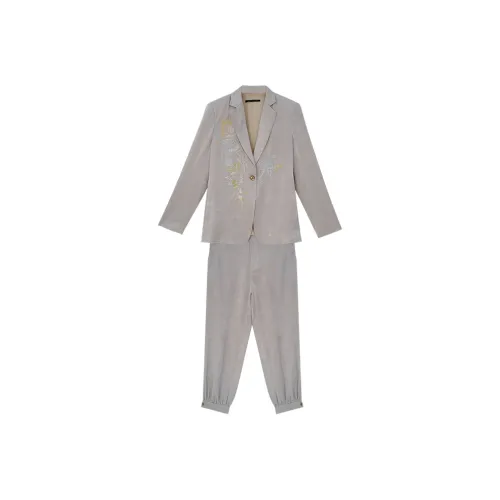 ROSESTUDIOBYGUOPEI Бизнес-костюм Женский Серебряный Серый