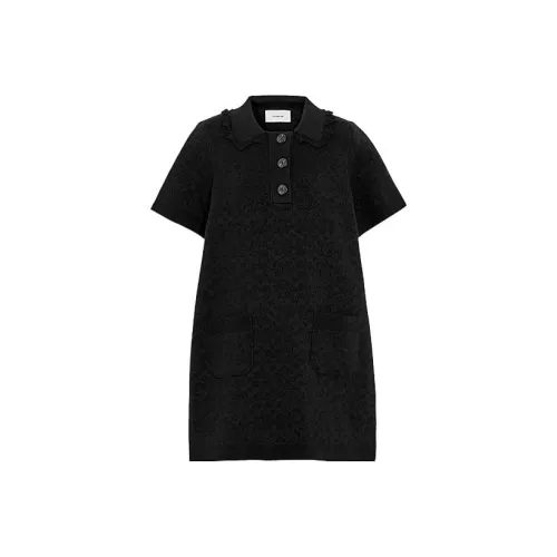 COACH SS23 Короткий рукав Платье Женское Черное