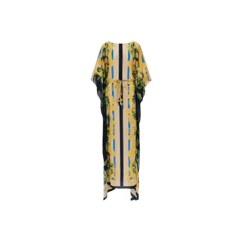 Roberto Cavalli SS24 Длинное платье с длинными рукавами женское многоцветное