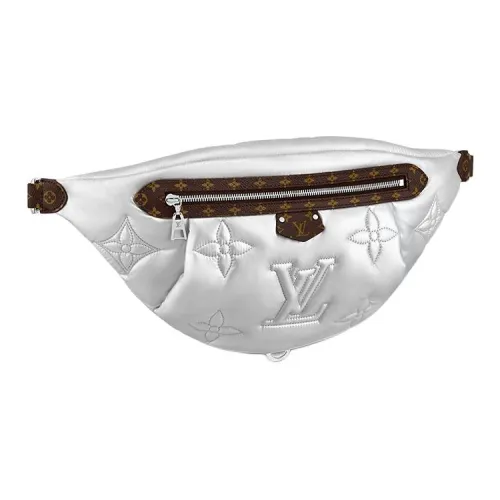 LOUIS VUITTON Подушка Нейлон Бананка Женская Серебристый Коричневый