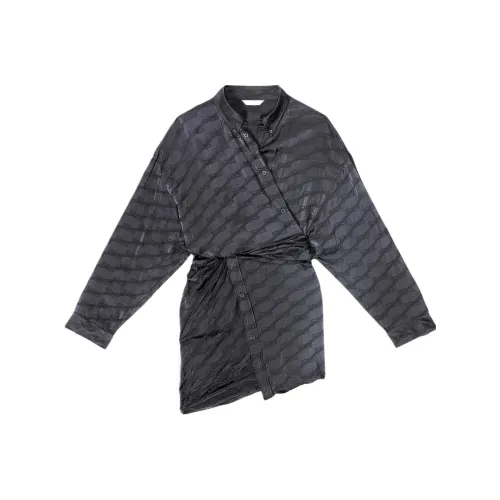 BALENCIAGA Черное Женское Длинное Платье с Рукавами