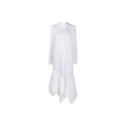 JIL SANDER Белое Женское Длинное Платье с Рукавами