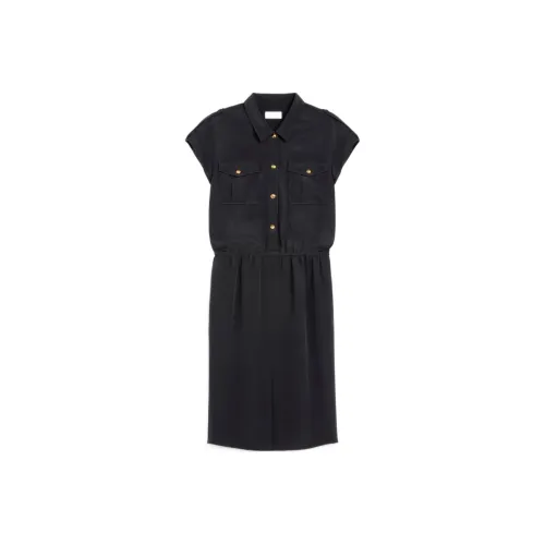 CELINE Черное Женское Короткое Платье с Рукавами