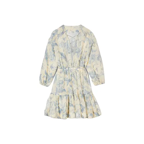 Sandro Длинное платье с длинными рукавами женское цвет экрю