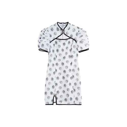 PP Белый Женские Короткие Платья с Рукавами