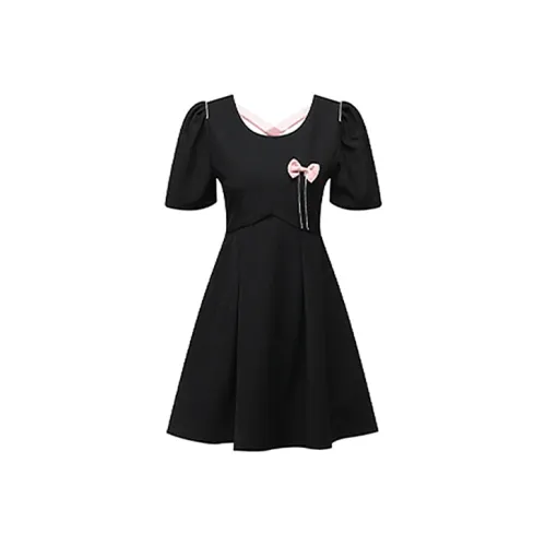 MacyMccoy Black Женские Короткие Платья с Рукавами