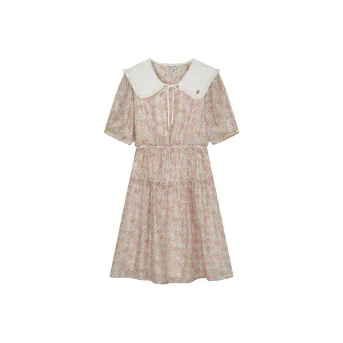 Teenie Weenie Женские Платья с Коротким Рукавом и Цветовым Блокированием