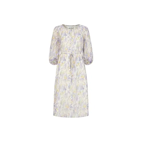 JZ. ANNAKRO Длинное платье с длинными рукавами женское светло-фиолетовое с узором