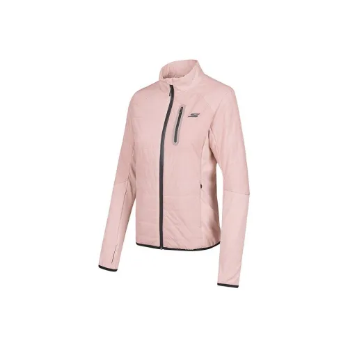 Skechers Хлопковый пуховик женский цвет розовый цветок персик