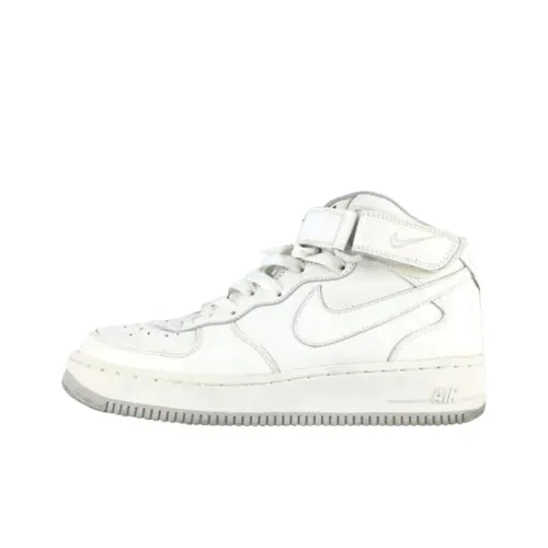 Nike Air Force 1 Slip-resistant Abrasion-resistant MID Баскетбольные кроссовки Мужские Белые