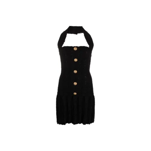 BALMAIN SS23 Sleeveless Dress Women's Black BALMAIN SS23 Без рукавов Платье Женское Черное