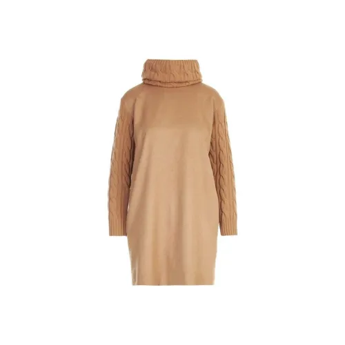 MaxMara Длинное платье с длинными рукавами женское коричневое