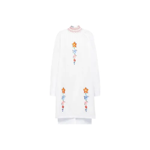 PRADA Белое Женское Длинное Платье с Рукавами