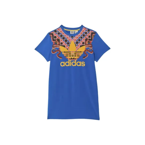 Adidas Originals X FARM RIO FW24 Короткий рукав Платье Женское Синий