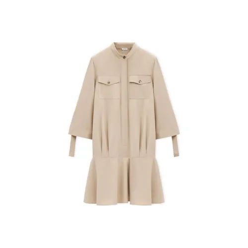 LOEWE SS25 Женская Предварительная Коллекция Короткий Рукав Платье Женское Бежевое