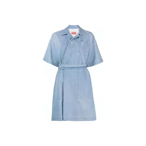 KENZO Blue Женские Короткие Платья с Рукавами