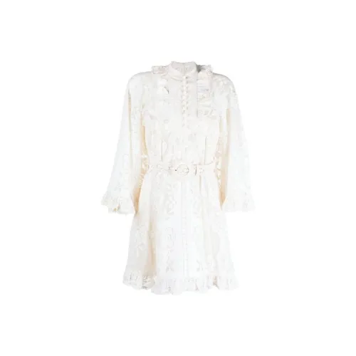 Zimmermann Белое Женское Длинное Платье с Рукавами