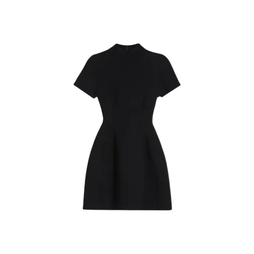 SCANLAN THEODORE Crepe KNIT Peplum Платье Короткий Рукав Платье Женские Черный