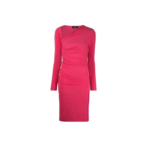 DSQUARED 2 Red Женские Длинные Платья с Рукавами