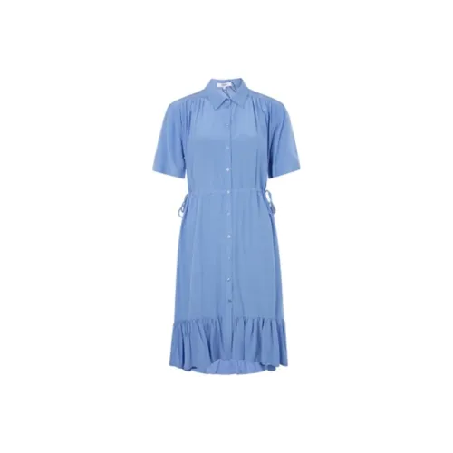 SUNCOO Blue Женские Короткие Платья с Рукавами