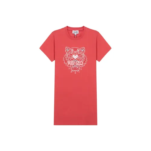 KENZO Арбузно-розовый красный Женские Короткие Платья с Рукавами