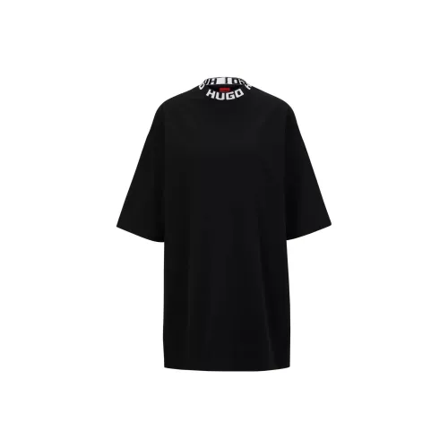 HUGO BOSS Черное Женское Короткое Платье с Рукавами