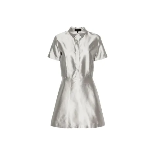 THEORY Короткое платье с короткими рукавами женское серого цвета