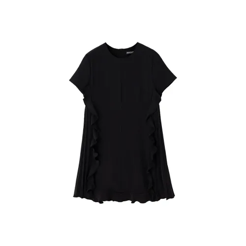 SOON FLOWER Короткий рукав Платье Женское Черное