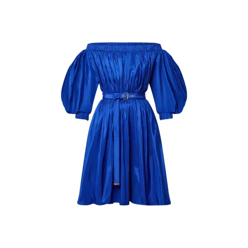 LOUIS VUITTON FW24 Короткое платье с короткими рукавами женское синее