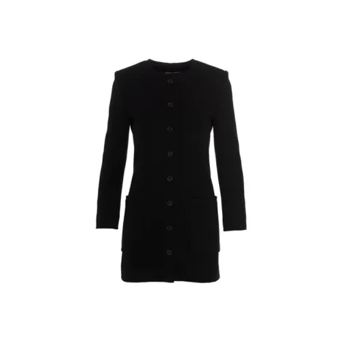 SAINT LAURENT Черное Женское Длинное Платье с Рукавами